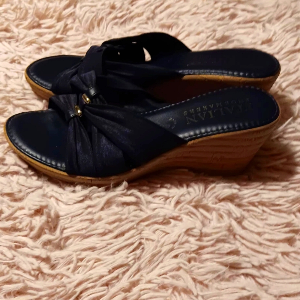 Italian navy blue wedges